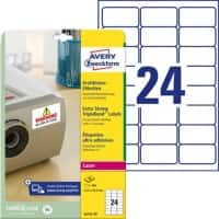 AVERY Zweckform L6141-20 Wetterfeste Etiketten A4 Weiß 63,5 x 33,9 mm 20 Blatt à 24 Etiketten