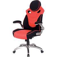 Realspace Basic Tilt Gaming-Stuhl mit 2D-Armlehnen und verstellbarem Sitz HLC-1455 Leder Schwarz, Rot