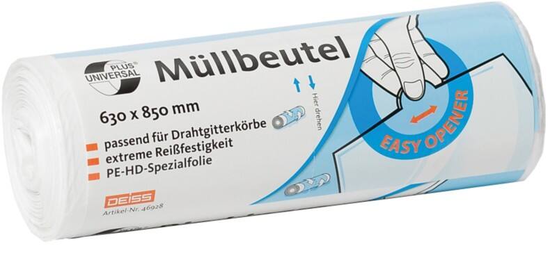 DEISS Universal Plus Leichte Belastung Müllsäcke 80 L  Weiß PE (Polyethylen) 70 Mikron 40 Stück