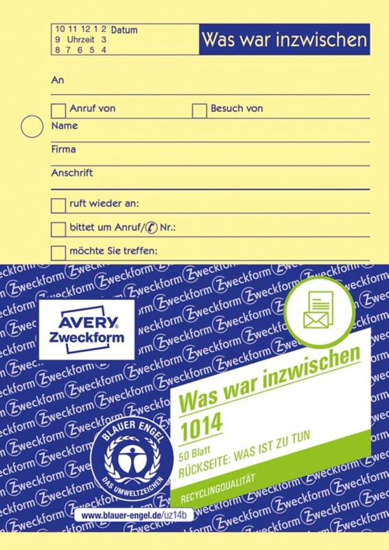 AVERY Zweckform Kurznotiz A6 Liniert Gelb Gelocht 1014 50 Blatt