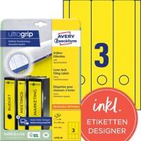 AVERY Zweckform ultragrip Ordneretiketten L4755-20 Selbsthaftend A4 Gelb 6,1 x 29,7 cm 20 Blatt à 3 Etiketten