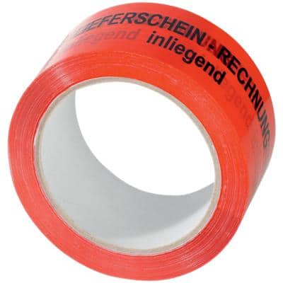 Citius International Signalklebeband Rechnung/Lieferschein inliegend 50 mm x 66 m Rot, Schwarz