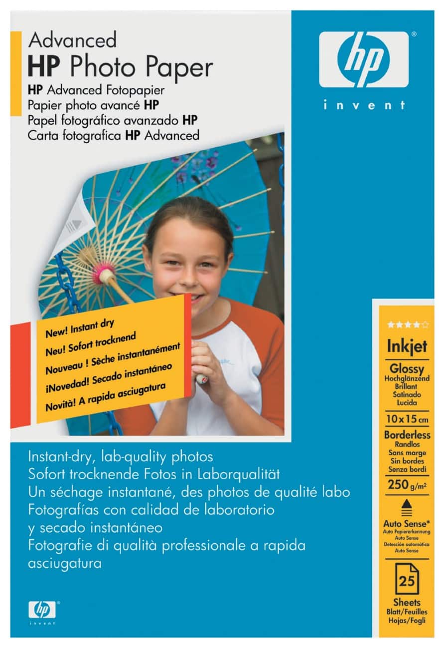 HP Glossy Fotopapier HPQ8691A 100 x 150 mm 250 g/m² Weiß 25 Blatt