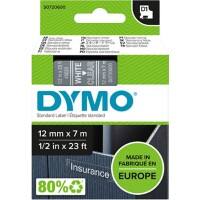 Dymo D1 S0720600 / 45020 Authentic Schriftband Selbstklebend Weißer Druck auf Transparent 12 mm x 7m