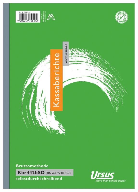 Ursus Style Kassenberichtsbuch KBR442bSD A4 2x40 Blatt brutto selbstdurchschreibend