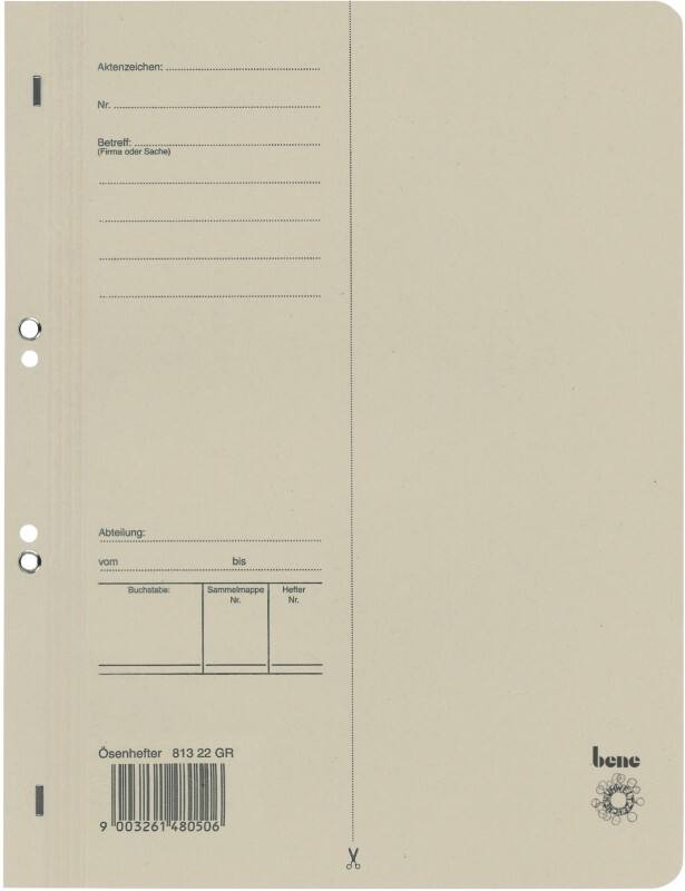 Bene Ösenhefter Manilakarton A4 Grau voller Vorderdeckel 23,5 x 30,5 cm
