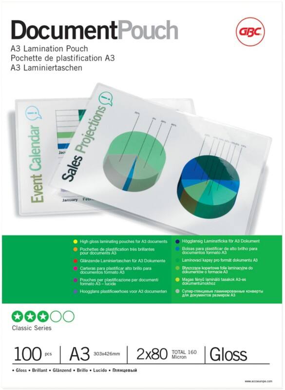 GBC ibiPouches Laminierfolien A3 Polyester, PE (Polyethylen) 2 x 80 (160) Mikron Transparent 100 Stück