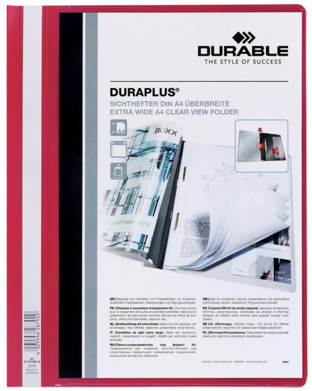 DURABLE DURAPLUS Schnellhefter 257903 A4+ PVC (Polyvinylchlorid) 24 (B) x 31,1 (H) cm Rot
