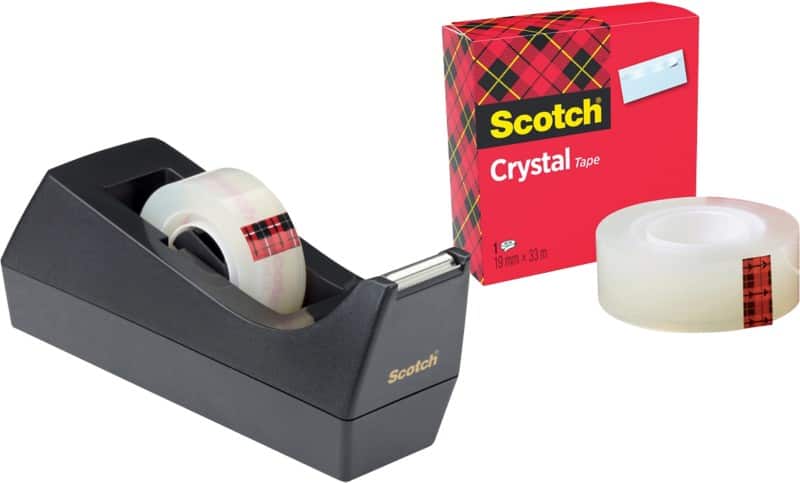 Scotch Klebebandabroller-Set Crystal Clear C38 Schwarz 19 mm (B) x 10 m (L)