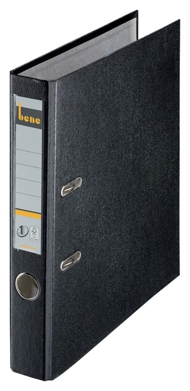 Bene No.1 Power Ordner Schmal A4 52 mm Schwarz 2 Ringe 291600 Kunststoff Hochformat