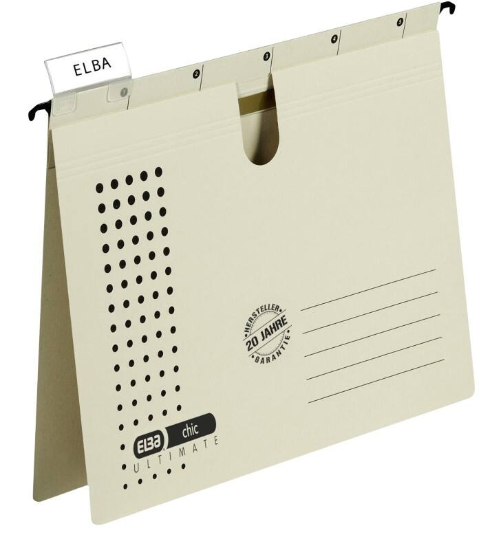 ELBA chic ULTIMATE Hängemappen A4 V-Boden Chamois Blauer Engel UZ56 (Recyclingkarton Schreibwaren) 5 Stück
