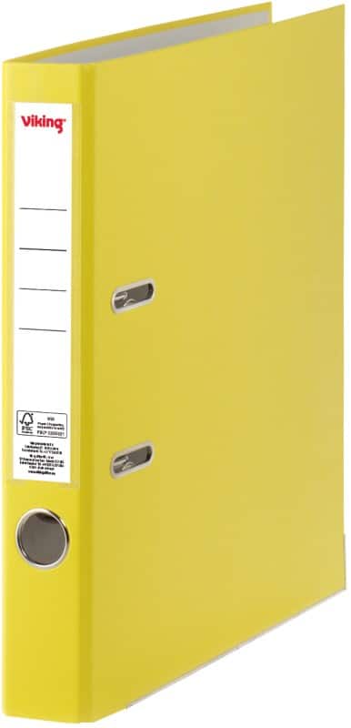 Viking Schmal Ordner A4 50 mm Gelb 2 Ringe Pappkarton, PP (Polypropylen) Matt Hochformat