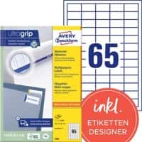 AVERY Zweckform UltraGrip Universaletiketten 3666 Ja DIN A4 Weiß 38 x 21,2 mm 100 Blatt à 65 Etiketten