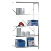 Manuflex Anbauregal 5 Fachböden Stahl 1.000 x 400 x 2.000 mm Silber