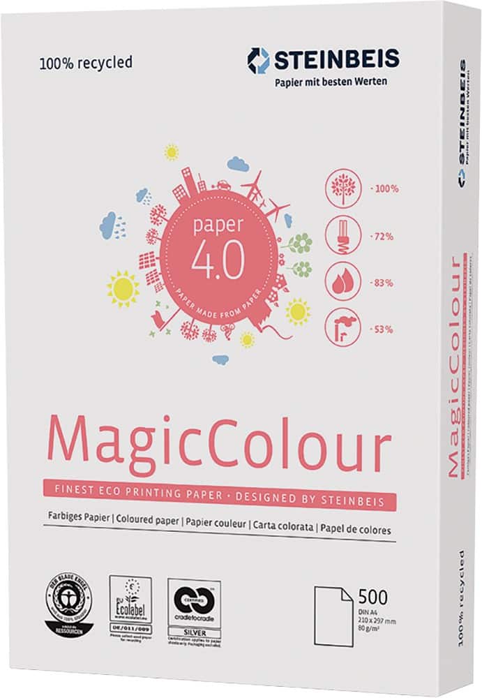 Steinbeis Magic Pastell Recycling Kopier-/ Druckerpapier DIN A4 80 g/m² Pastellgrün 500 Blatt