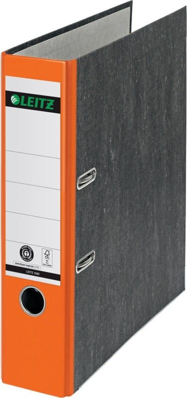 Leitz 180° Ordner Breit A4 82 mm Orange 2 Ringe 1080 Pappkarton Wolkenmarmor Hochformat