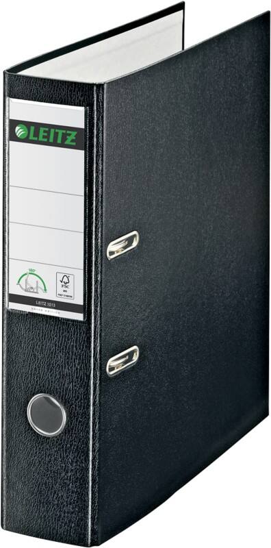 Leitz 180° Swiss Edition Ordner Breit DIN A4 80 mm Schwarz 2 Ringe 1013 Pappkarton Matt Hochformat