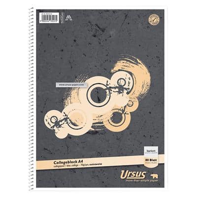 Ursus Style Notizbuch DIN A4 Kariert Spiralbindung Papier Perforiert 160 Seiten