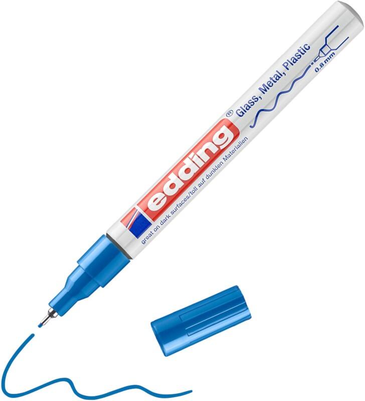 edding 780 Permanent Lackmarker Blau Extra Fein Nadelspitze  -    Wasserbeständig