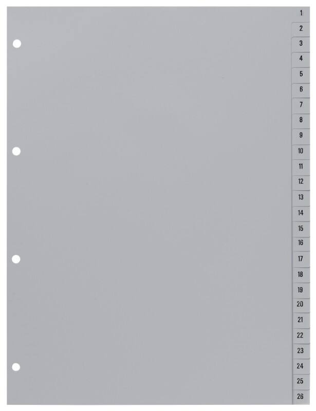 Hetzel Register 721308 DIN A4 Grau 52-teilig Perforiert Kunststoff 1 bis 52 52 Blatt