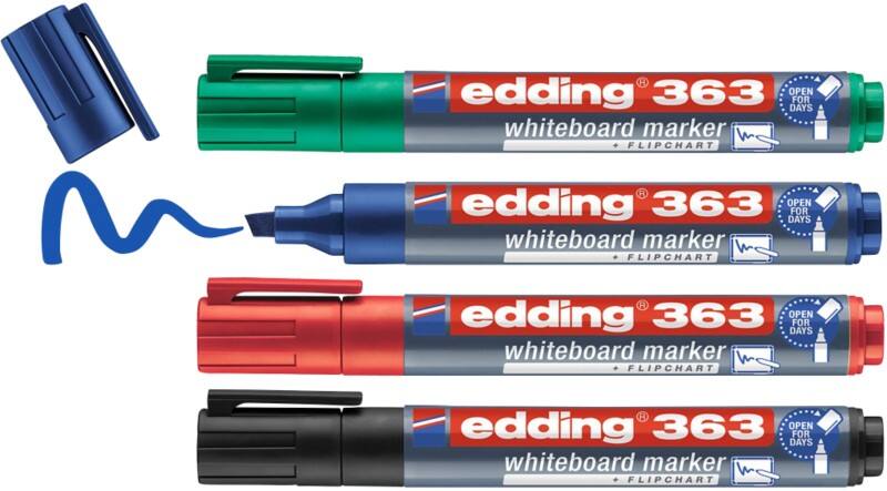 edding 363 Whiteboard-Marker Färbig sortiert Breit Keilspitze 1 - 5 mm 4 Stück