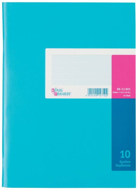 König & Ebhardt Spaltenbuch 10 Spalten DIN A4 80 g/m² Blau 40 Blatt