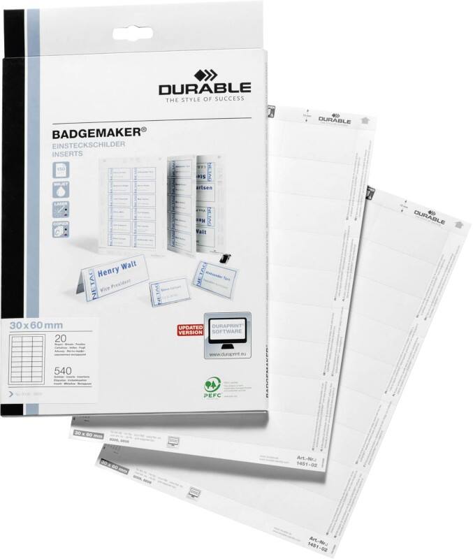 DURABLE Badgemaker Einsteckschild 6 x 3 cm Hartpappe 540 Stück