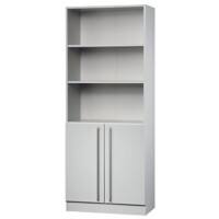 Hammerbacher Regalschrank Matrix 4 Fachböden Lichtgrau 800 x 420 x 2.004 mm