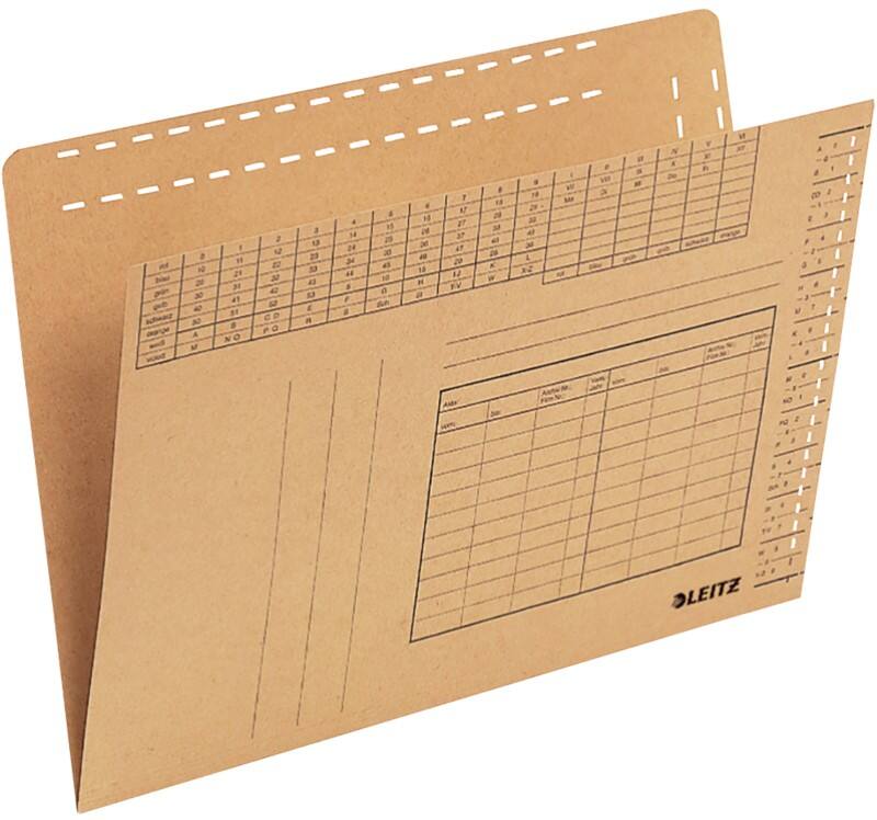 Leitz Einstellmappen 2430 Vertikal A4 Mit Organisationsdruck 250 g/m² Naturbraun 100% Recycelter Natron-Karton 31,5 x 23 cm 100 Stück