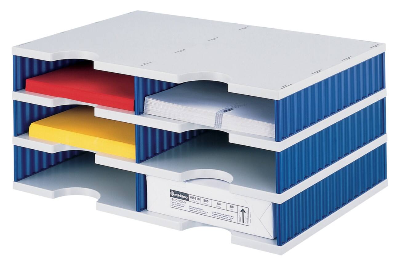 Styro Sortiersystem Grundeinheit Styrodoc® DIN C4 Grau, Blau 48,5 x 33,1 x 22,3 cm