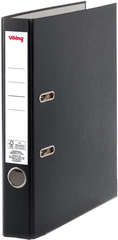 Viking Ordner A4 50 mm Schwarz 2 Ringe Pappkarton, PP (Polypropylen) Matt Hochformat