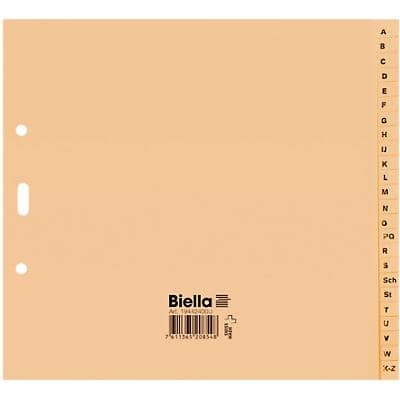 Biella A - Z Register A4 (halbe Höhe) Braun 24-teilig 2 Löcher