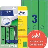 AVERY Zweckform ultragrip Ordneretiketten L4754-20 Selbsthaftend A4 Grün 6,1 x 29,7 cm 20 Blatt à 3 Etiketten