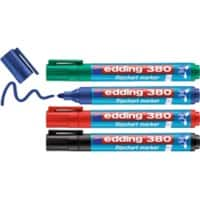 edding 380 Flipchart-Marker Mittel Rundspitze 1,5 - 3 mm Färbig sortiert Nachfüllbar Wasserbeständig 4 Stück