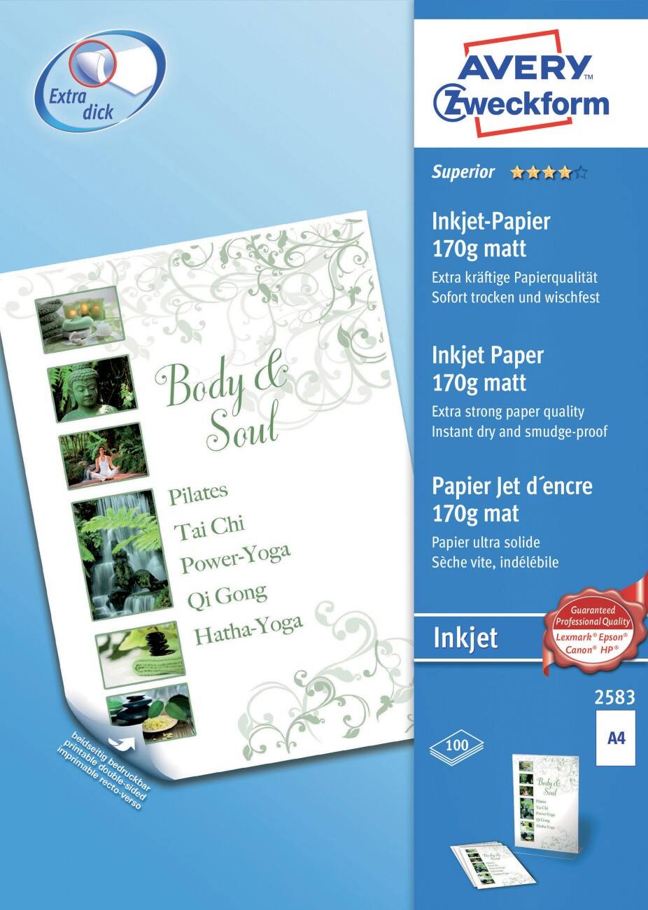 AVERY Zweckform Fotopapier 2583 Weiß A4 170 g/m² 100 Blatt