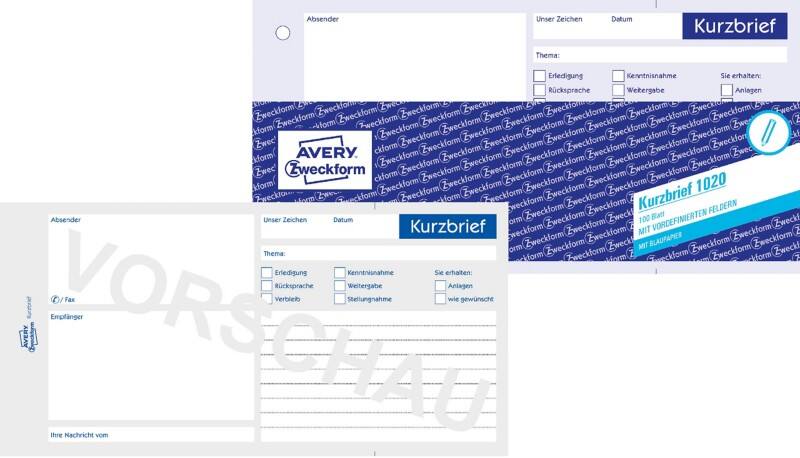 AVERY Zweckform Kurzmitteilung 1020 1/3 A4 Weiß Perforiert