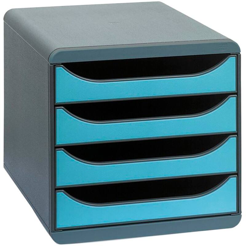 Exacompta Classic Schubladenbox PS (Polystyrol) Blau, Grau 4 Schübe 34,7 x 26,7 x 27,8 cm A4+