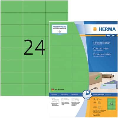 HERMA 4409 Multifunktionsetiketten SuperPrint Grün Rechteckig 2400 Etiketten pro Packung