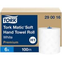 Tork Matic Premium Falthandtücher H1 Gerollt Weiß 2-lagig 290016 6 Rollen à 100 m