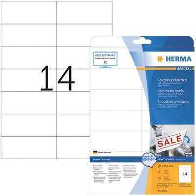 HERMA 5081 Multifunktionsetiketten Weiß Rechteckig 350 Etiketten pro Packung