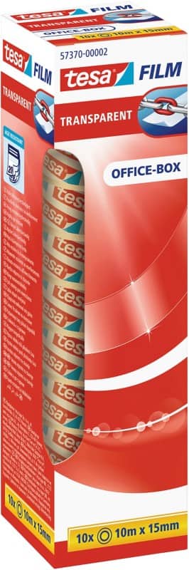 tesa Klebeband tesafilm Office-Box 57370 Transparent 15 mm (B) x 10 m (L) PP (Polypropylen)  10 Rollen