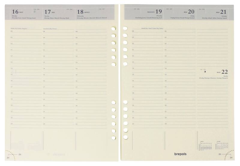 Brepols Terminplanernachfüllung Brefax A5 1 Woche / 2 Seiten 2026 Creme