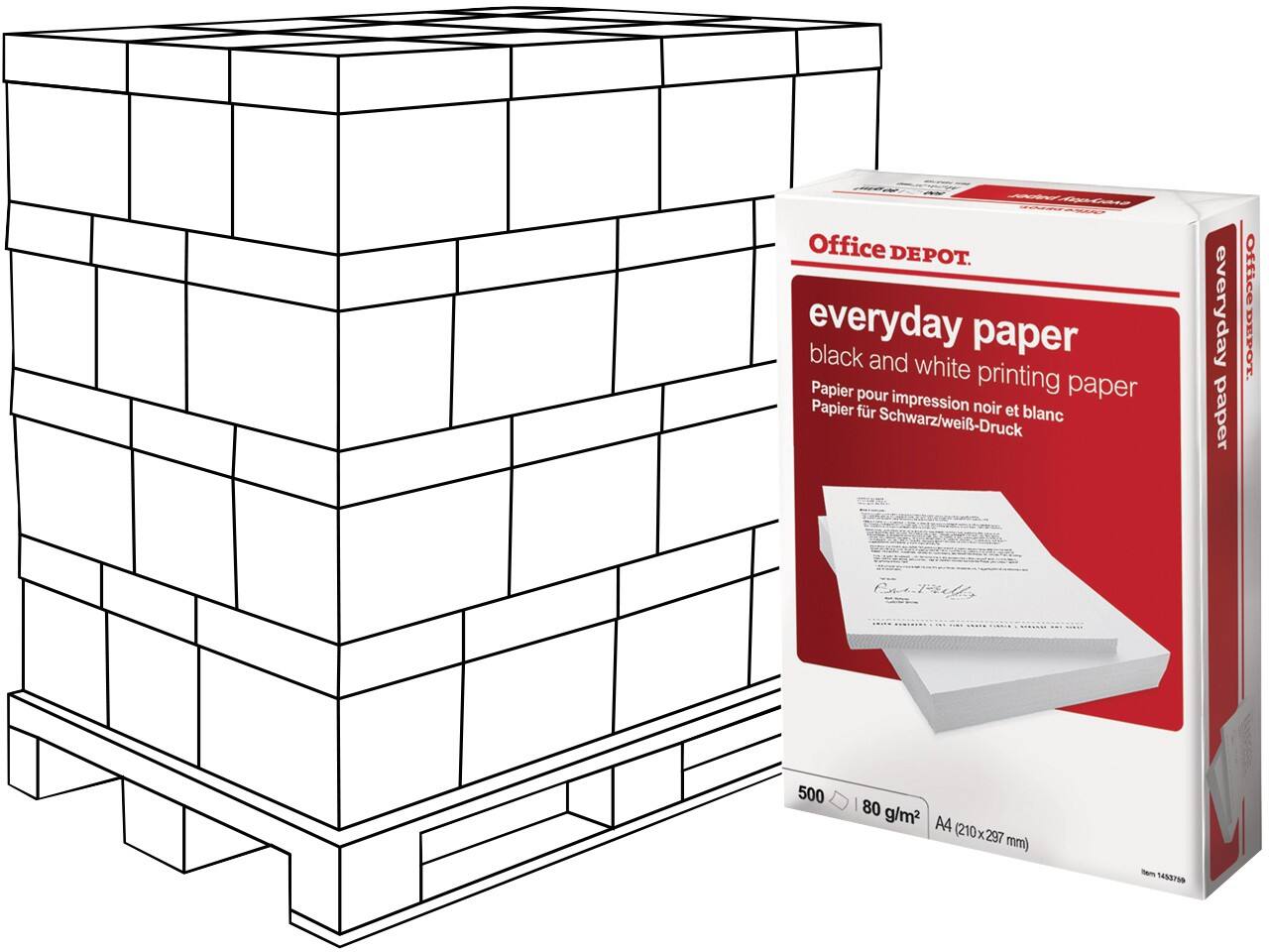 Office Depot Everyday Kopier-/ Druckerpapier DIN A4 80 g/m² Weiß 240 Stück à 500 Blatt