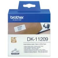 Brother QL Etiketten Authentisch DK-11209 DK-11209 Selbsthaftend Schwarz auf Weiß 62 x 29 mm 800 Etiketten