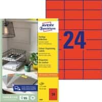 AVERY Zweckform Etiketten 3448 Rot A4 70 x 37 mm 100 Blatt à 24 Etiketten