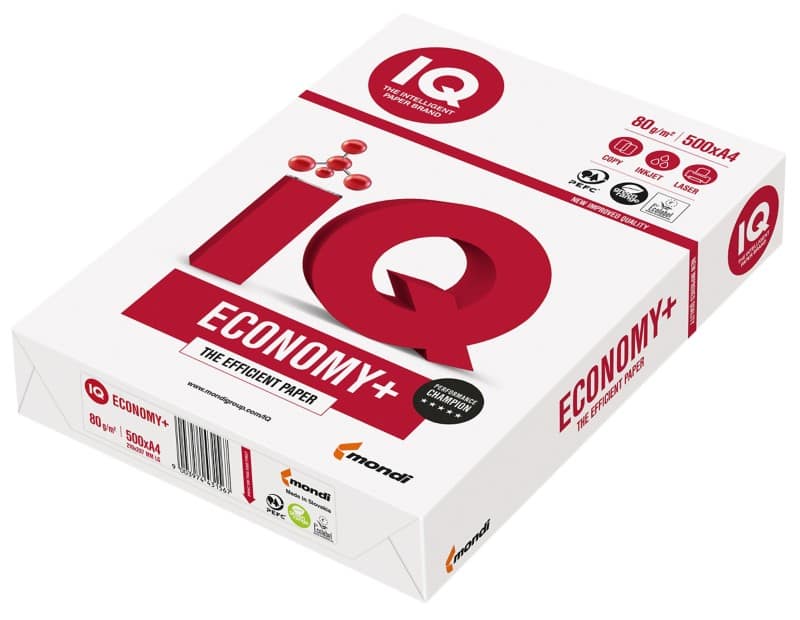 IQ Economy+ A4 Druckerpapier 80 g/m² Glatt Weiß 500 Blatt