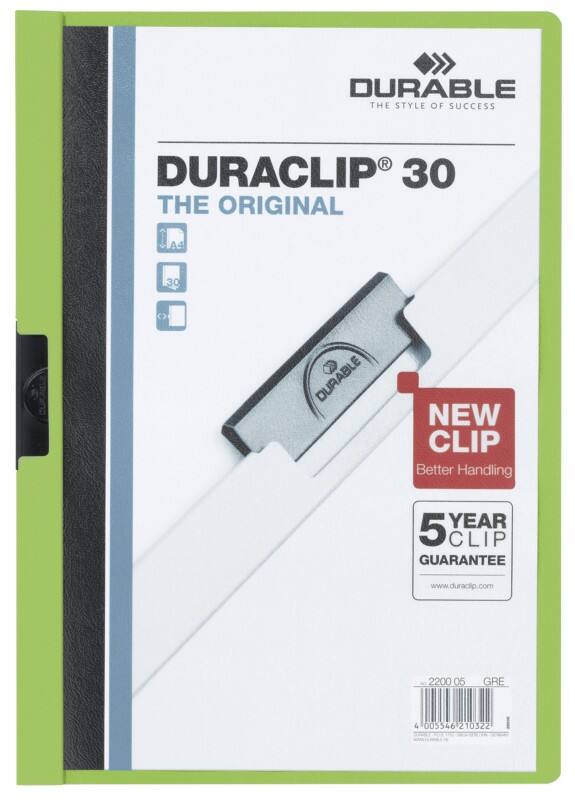 DURABLE Duraclip Klemmmappe 30 Blatt A4 Grün