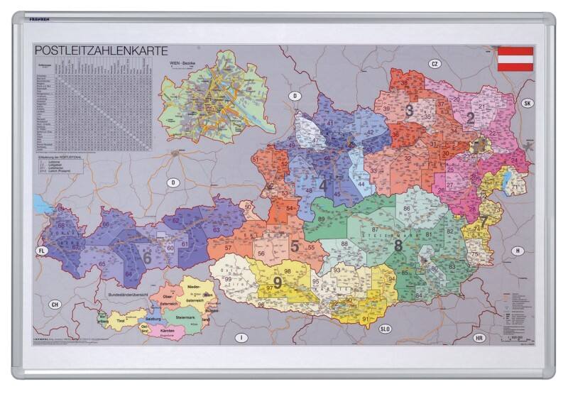 Franken Kartentafel Wandmontage 960 (B) x 680 (H) mm