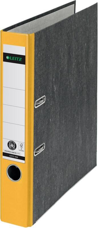 Leitz 180° Schmal Ordner A4 52 mm Gelb 2 Ringe 1050 Pappkarton Wolkenmarmor Hochformat Recycled