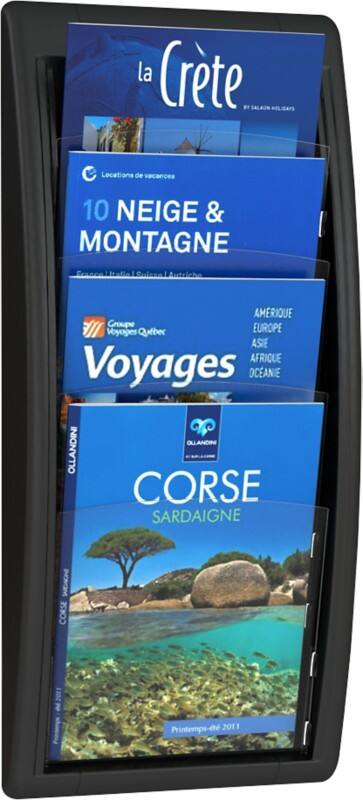 Paperflow A4 Prospektständer Wandmontiert Schwarz 4061.01 29 x 9,5 x 65,7 cm